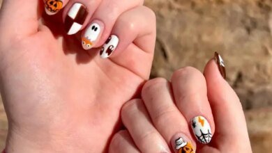 Fall Halloween Nails, Acrylic Designs & Short Pumpkin Nail Art